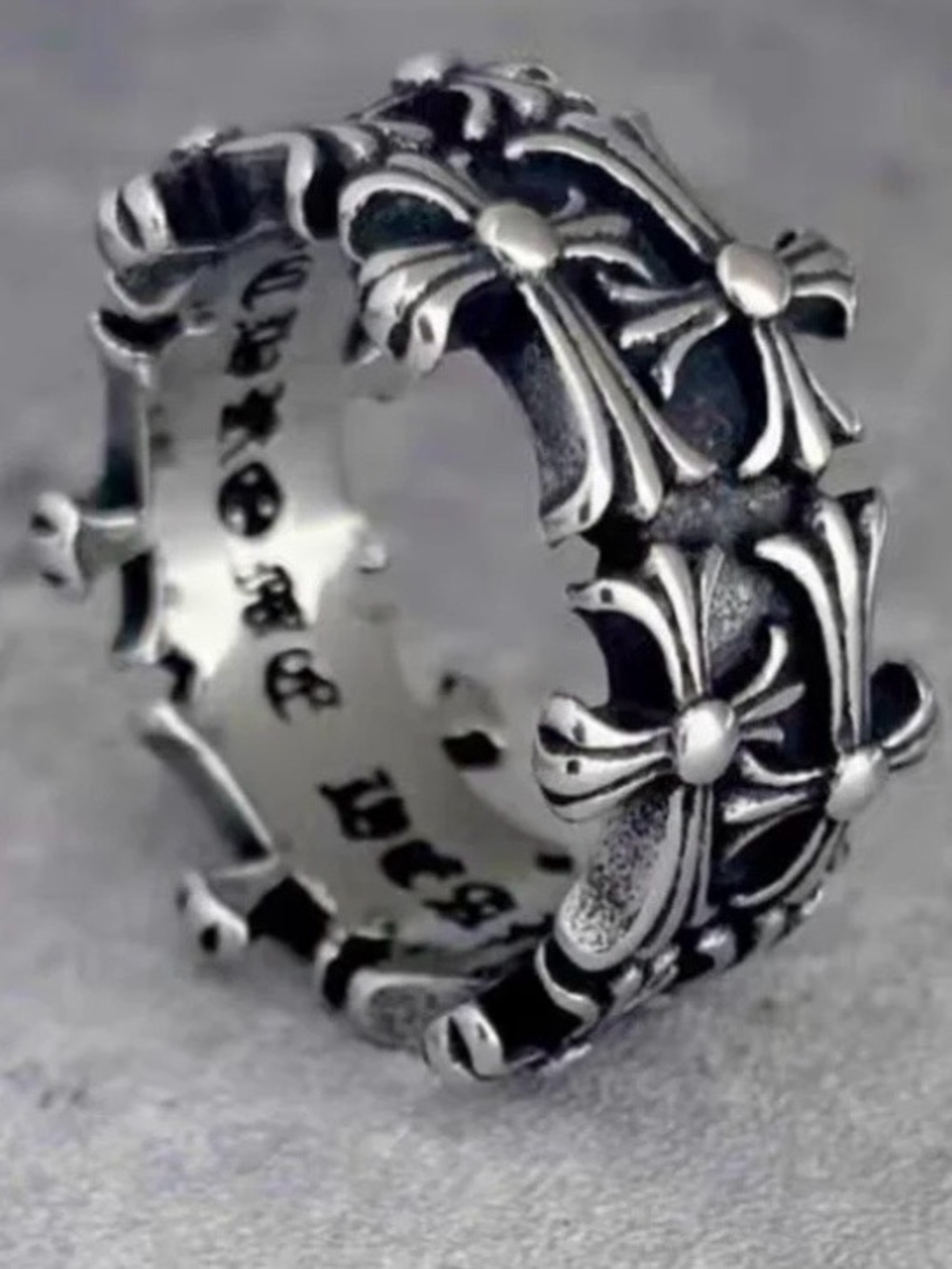 Chrome Hearts Cross Crown Ring - Blackened Silver Tone - Picture 7 of 11